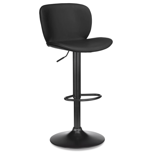 Black Textured Faux Leather & Metal Adjustable Bar Stool