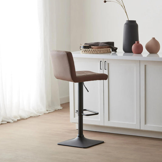 Rust Matte Faux Leather and Metal Adjustable Bar Stool