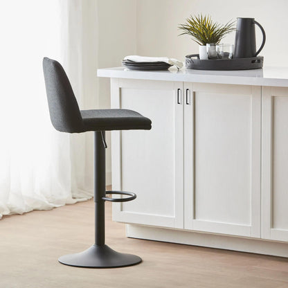 Black Fabric and Metal Adjustable Bar Stool