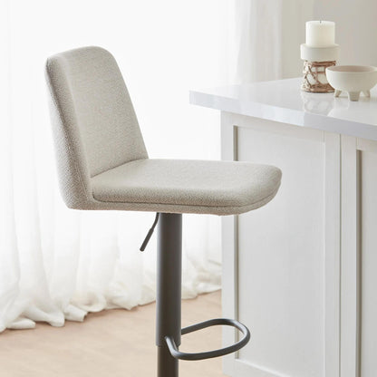 Oatmeal Fabric and Metal Adjustable Bar Stool