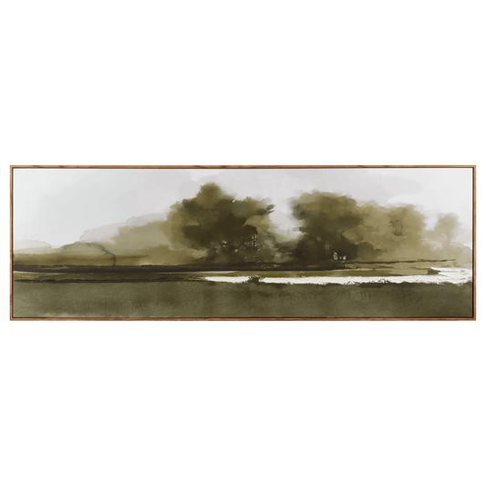 Gel-Embellished Watercolor Landscape Framed Art
