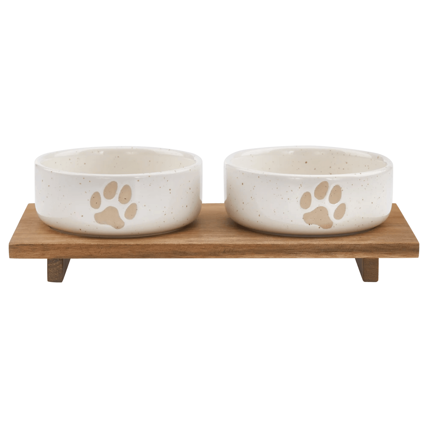 Set of 2 Pet Paw Ceramic Bowls