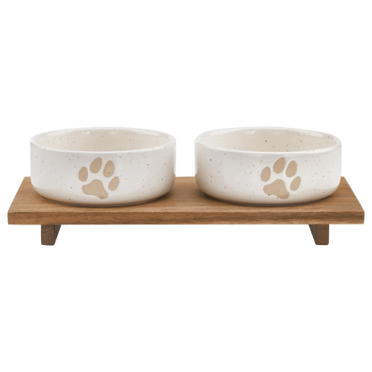 Set of 2 Pet Paw Ceramic Bowls