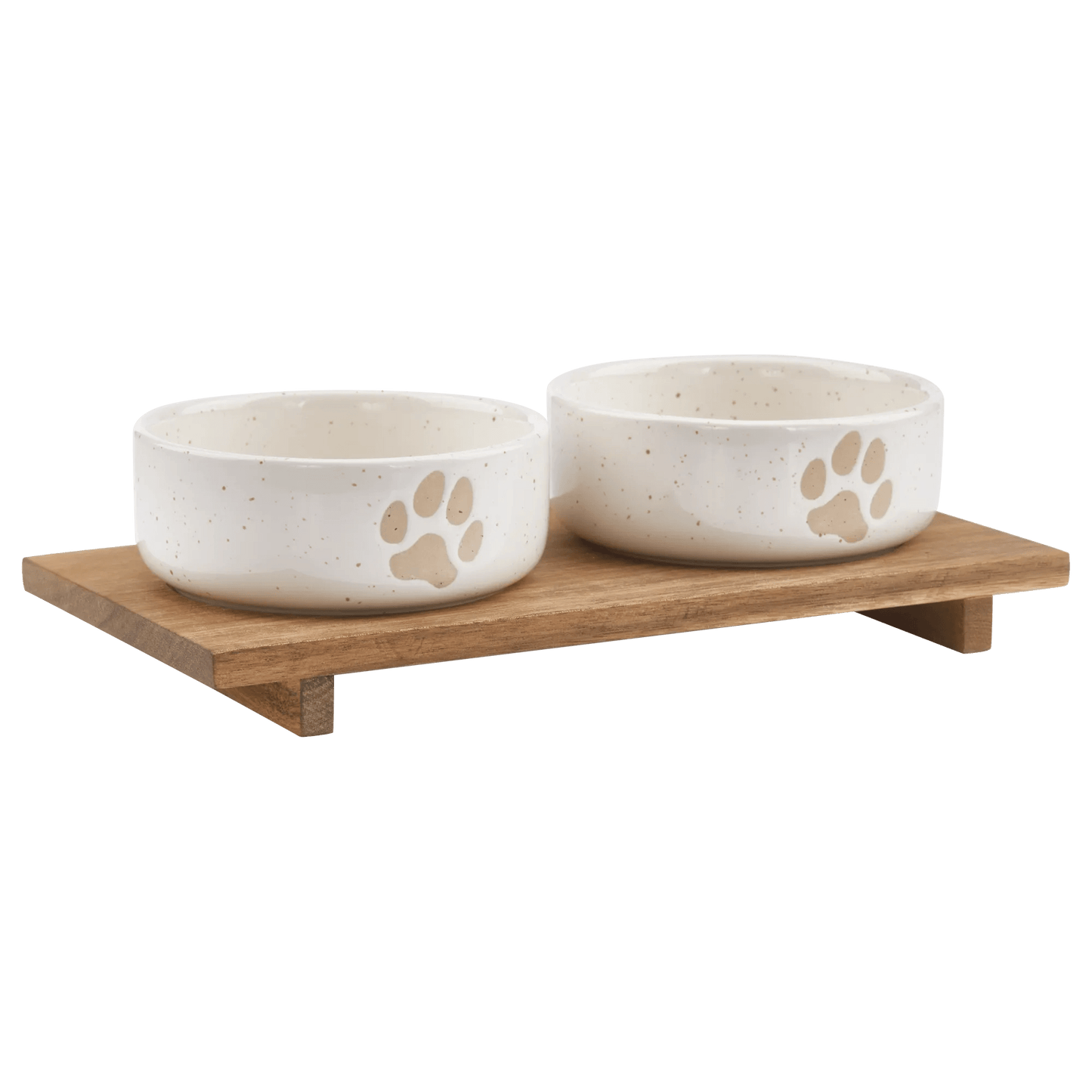 Set of 2 Pet Paw Ceramic Bowls