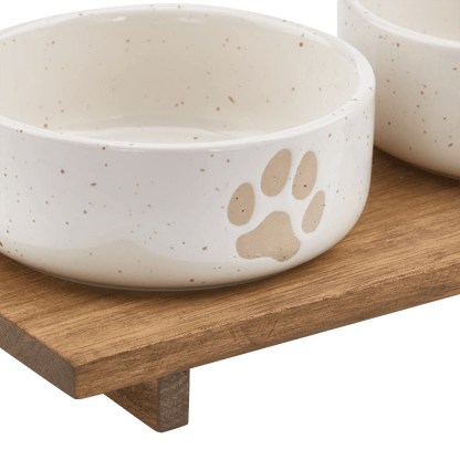 Set of 2 Pet Paw Ceramic Bowls