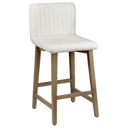 Fabric and Natural Wood Bar Stool