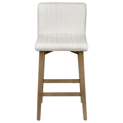 Fabric and Natural Wood Bar Stool