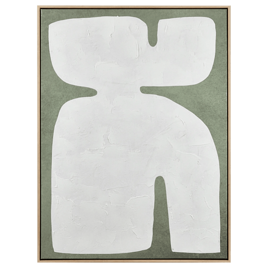 White Form on Green Framed Art