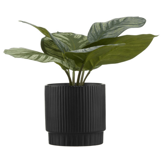 Artificial Plant in Striped Ceramic Pot
