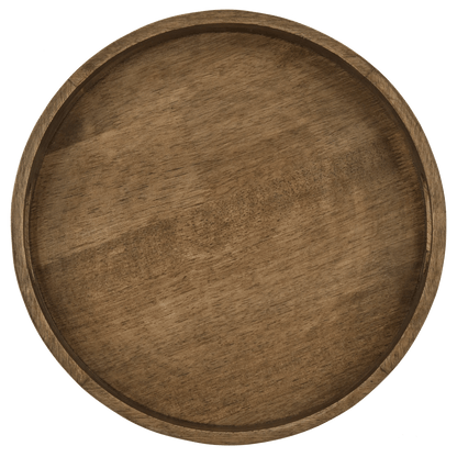 Round Dark Wood Tray
