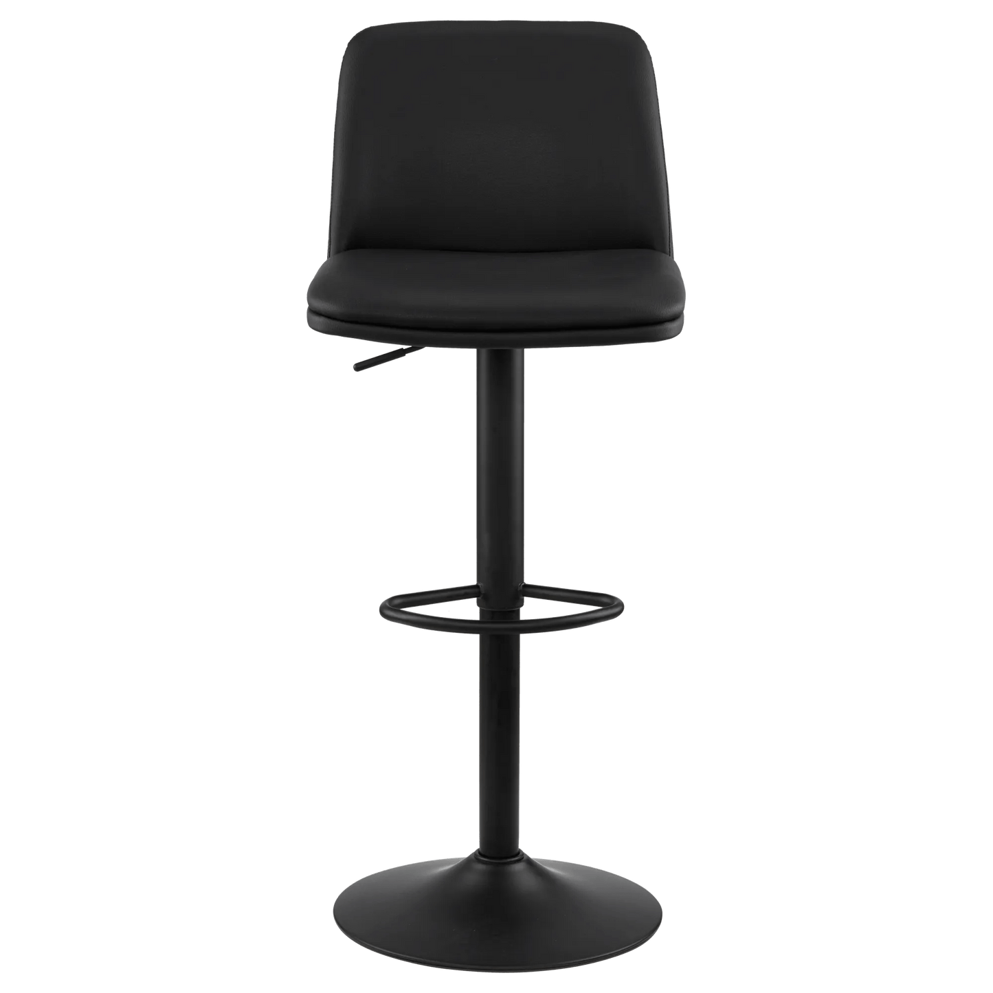 Black Faux Leather and Metal Bar Stool