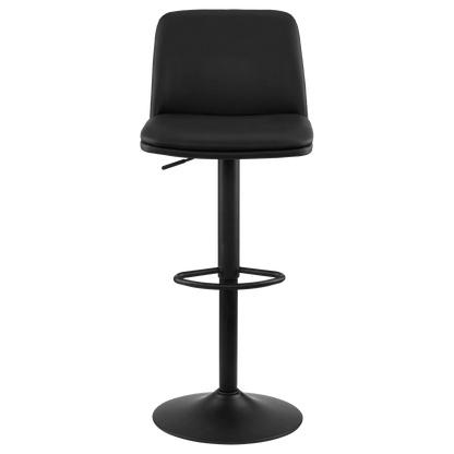 Black Faux Leather and Metal Bar Stool