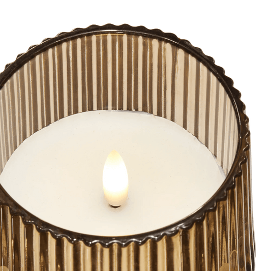 Ribbed Glass LED Candle