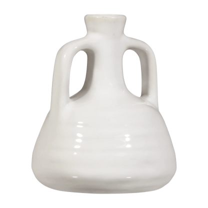 White Ceramic Double-Handle Vase