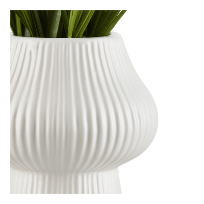 Artificial Grass in Ribbed Ceramic Vase