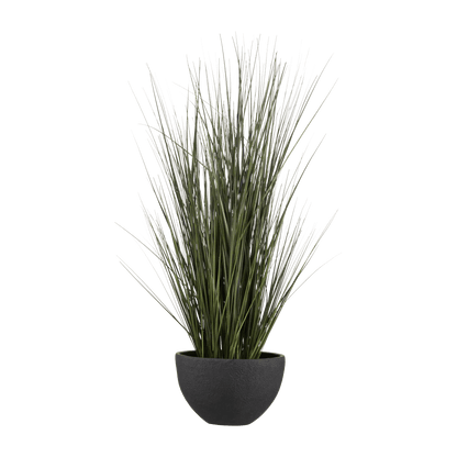 Artificial Grass in Black Ceramic Pot