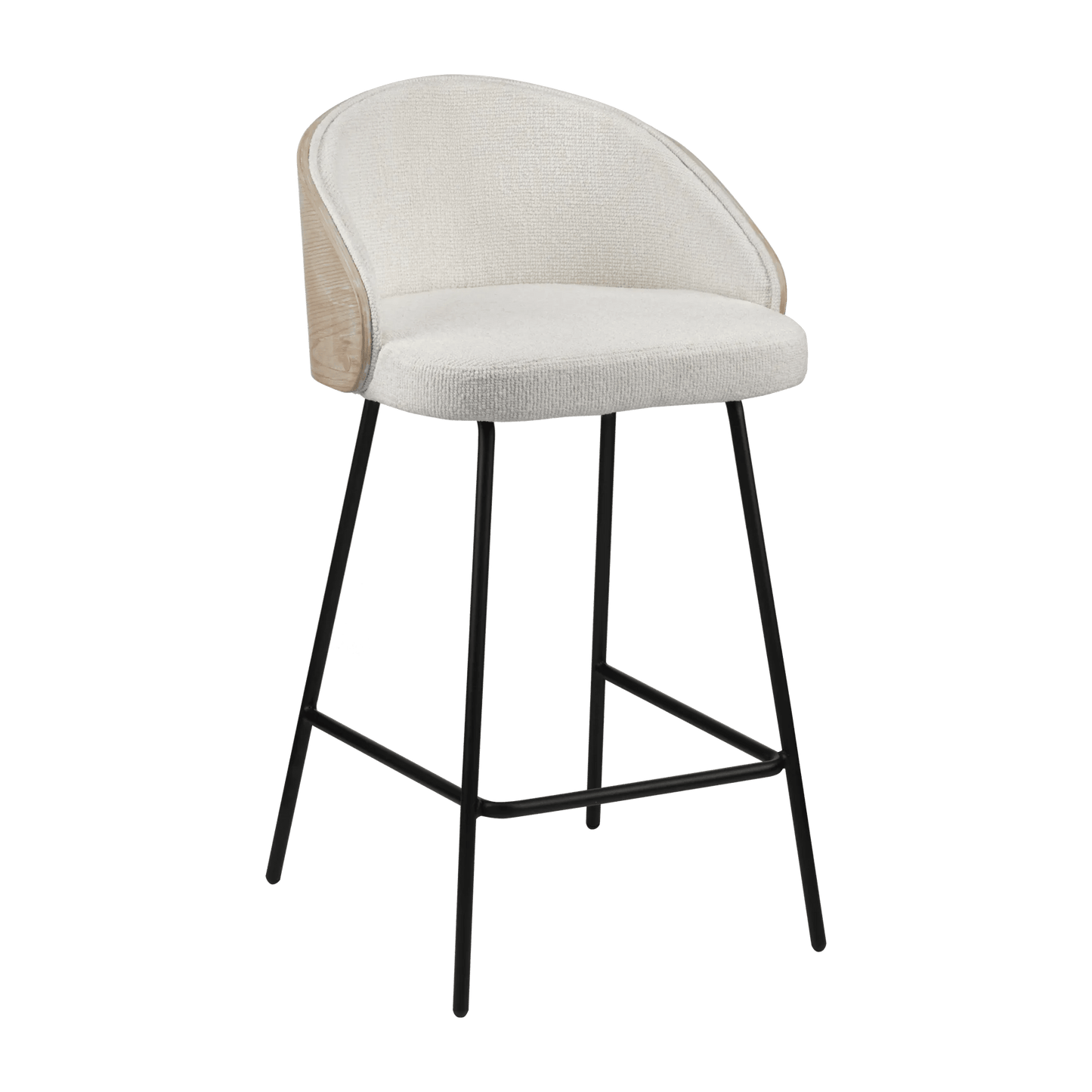 Upholstered Bar Stool with Wood Back
