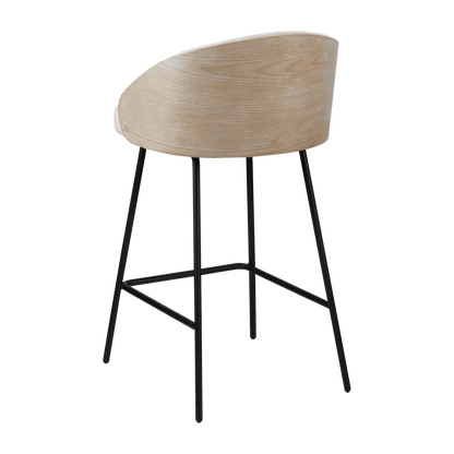 Upholstered Bar Stool with Wood Back