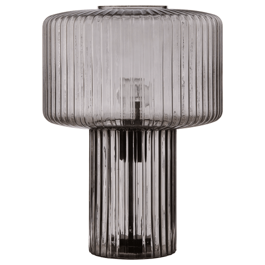 Smoky Ribbed Glass Table Lamp