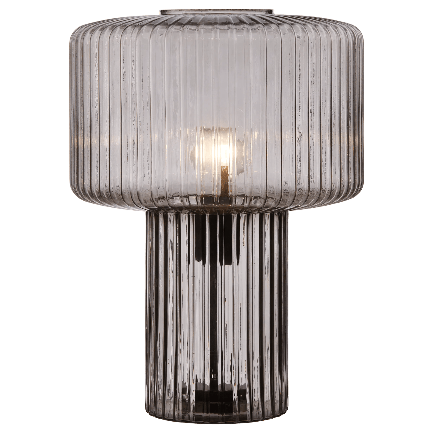 Smoky Ribbed Glass Table Lamp