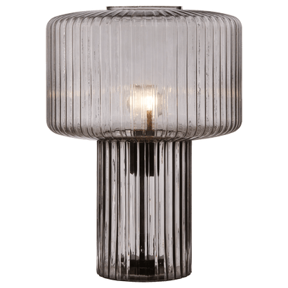 Smoky Ribbed Glass Table Lamp