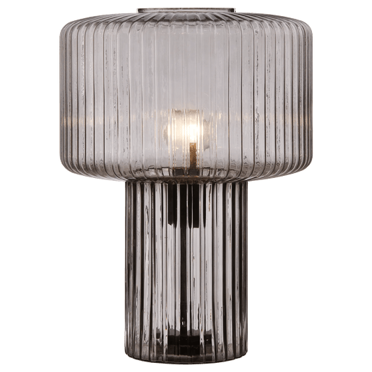 Smoky Ribbed Glass Table Lamp