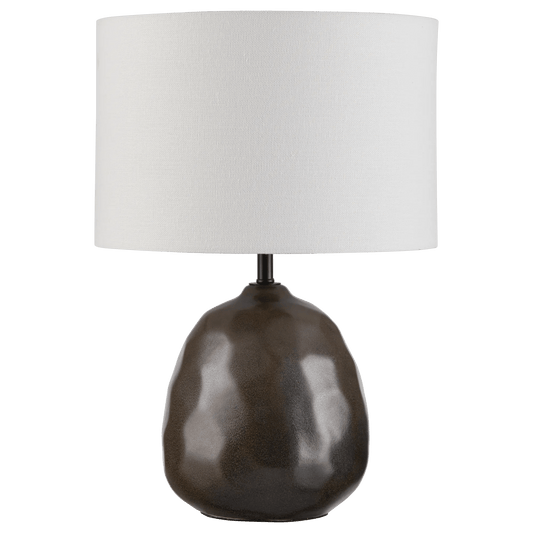 Textured Ceramic Table Lamp with White Shade