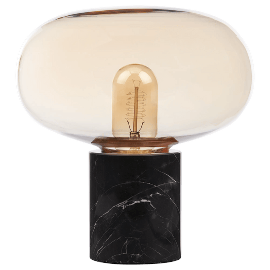 Black Marble & Amber Glass Table Lamp