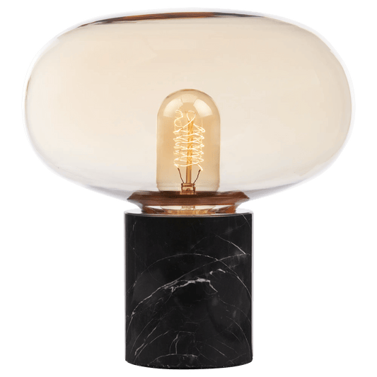 Black Marble & Amber Glass Table Lamp