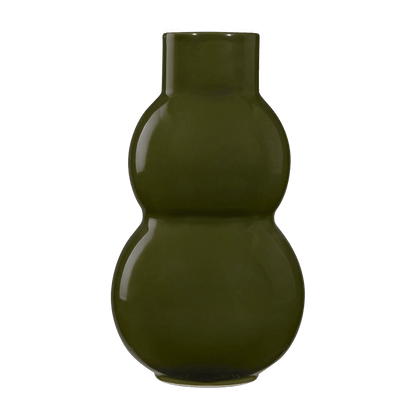 Hourglass Green Ceramic Vase