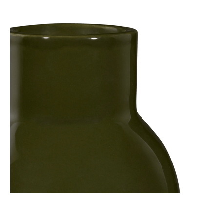 Hourglass Green Ceramic Vase