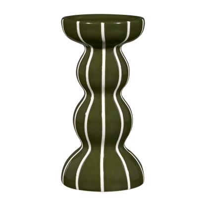 Green Wavy Ceramic Candle Holder
