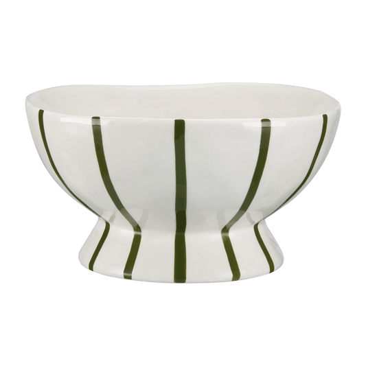 Green Striped Ceramic Decorative Bowl