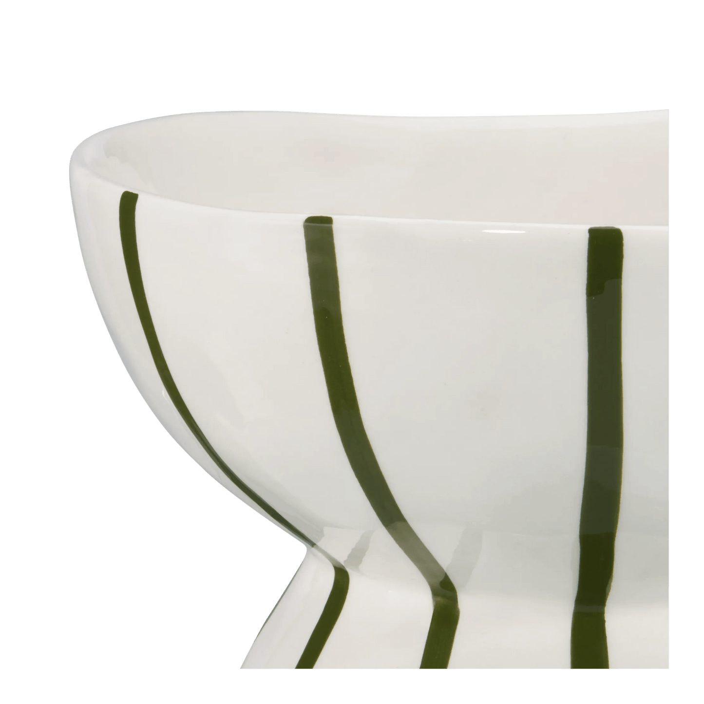 Green Striped Ceramic Decorative Bowl
