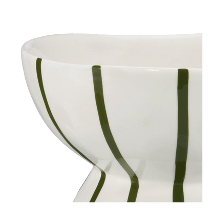 Green Striped Ceramic Decorative Bowl