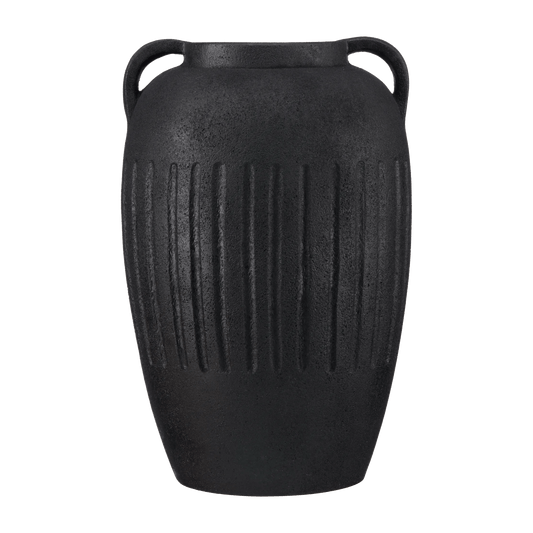 Pot décoratif en céramique noire avec anses