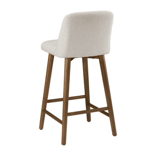 Upholstered Bar Stool with Wooden Legs