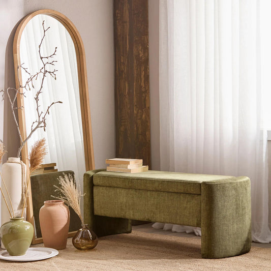 Full-Size Mirror with Wooden Arched Frame