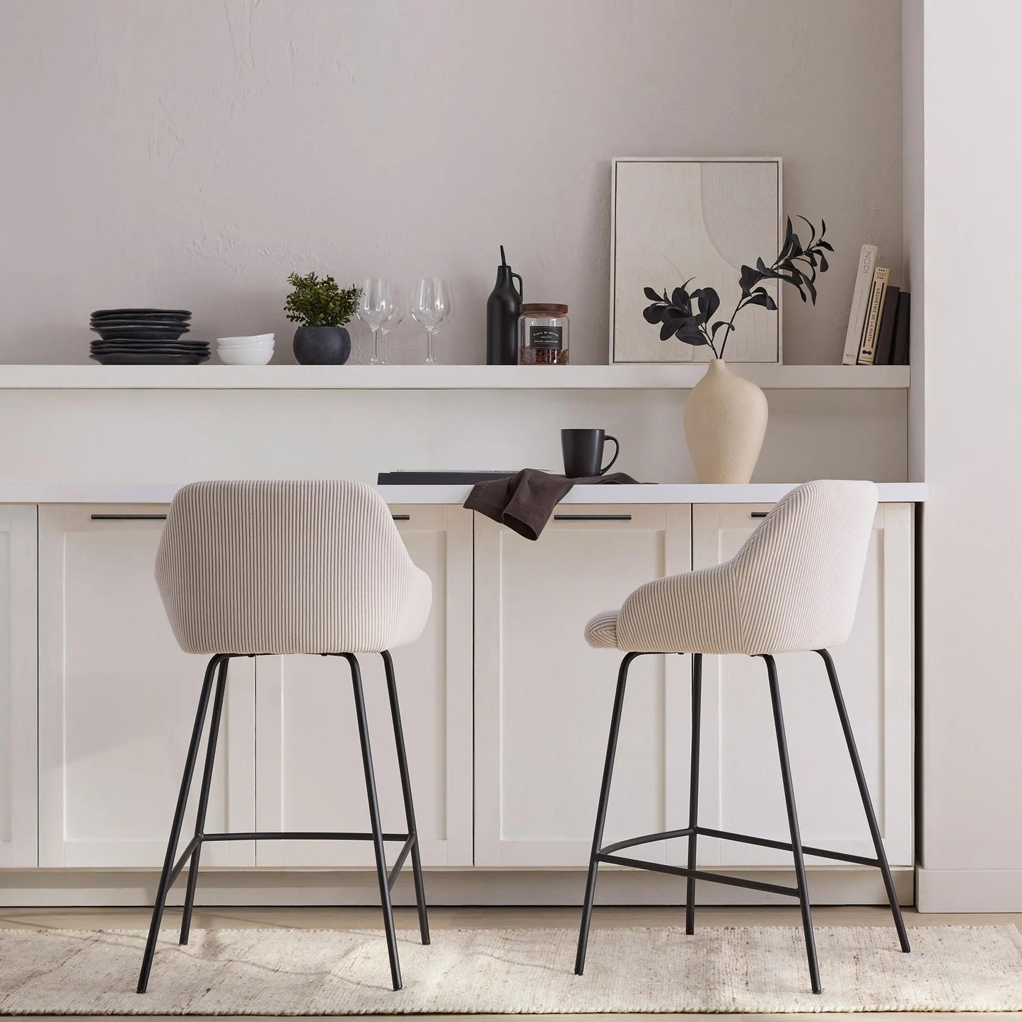 Fabric and Metal Counter Stool