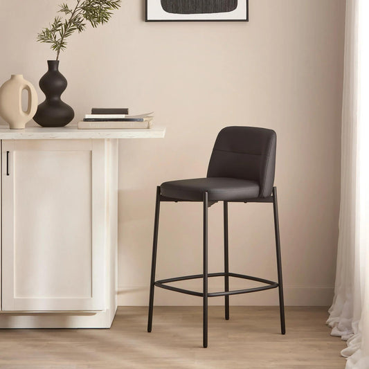 Faux Leather and Metal Bar Stool