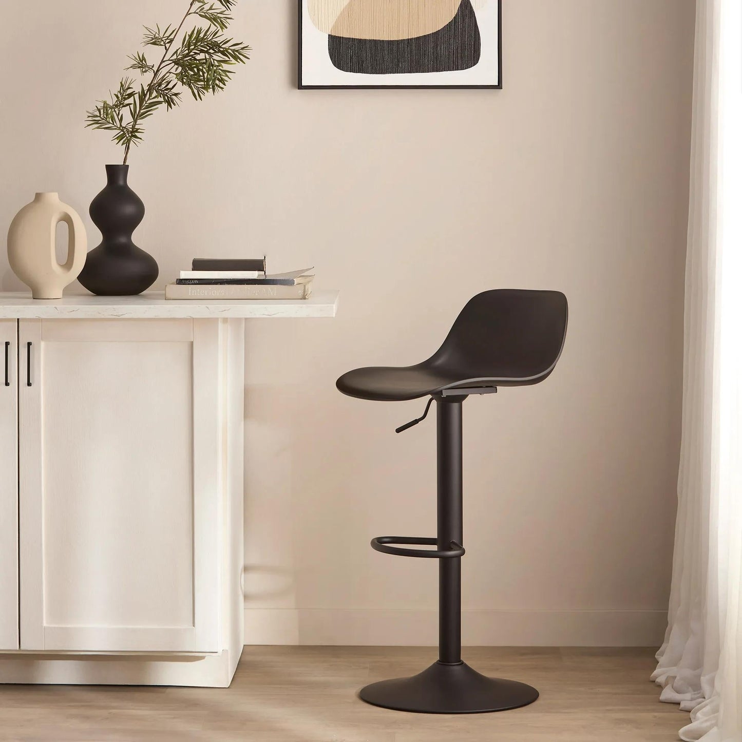 Black Metal & Plastic Bar Stool