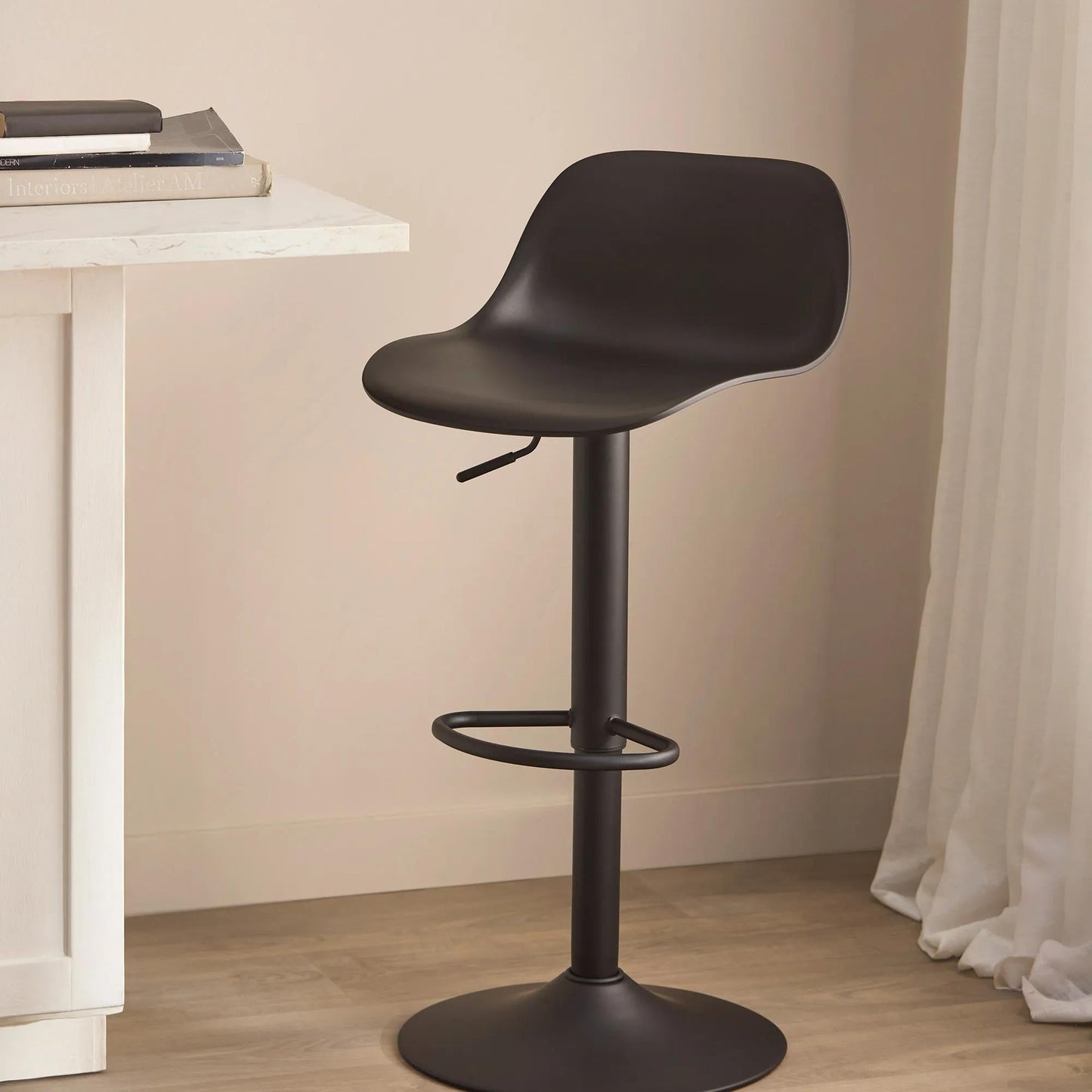 Beige Metal & Plastic Bar Stool