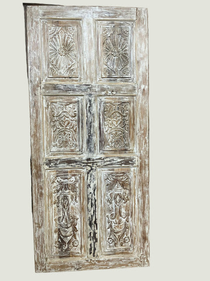 Vintage Carved Door - Reclaimed Wood Hinged or Barn Door 80x36
