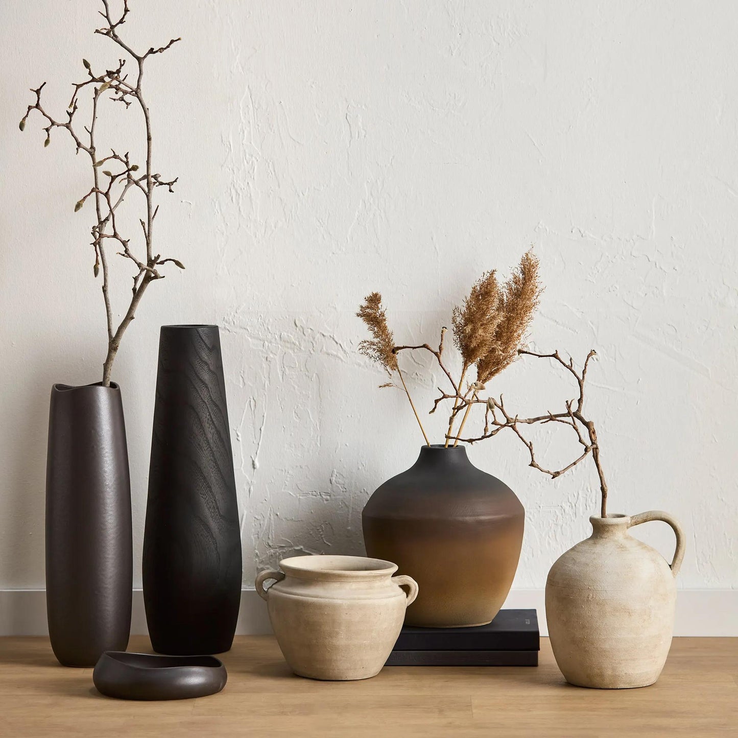 Black Wood Floor Vase