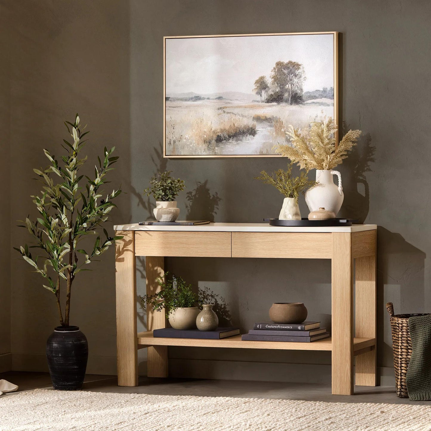 Artificial Olive Tree in Ceramic Vase