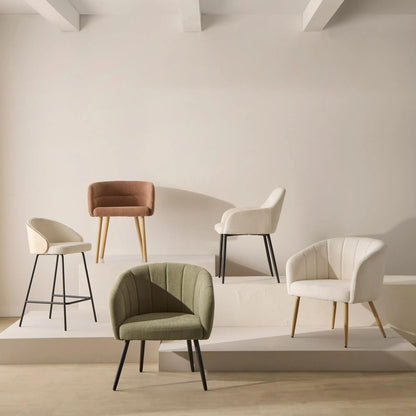 Upholstered Bar Stool with Wood Back