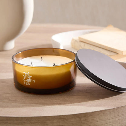 Bouclair Green Tea Candle with Wooden Lid