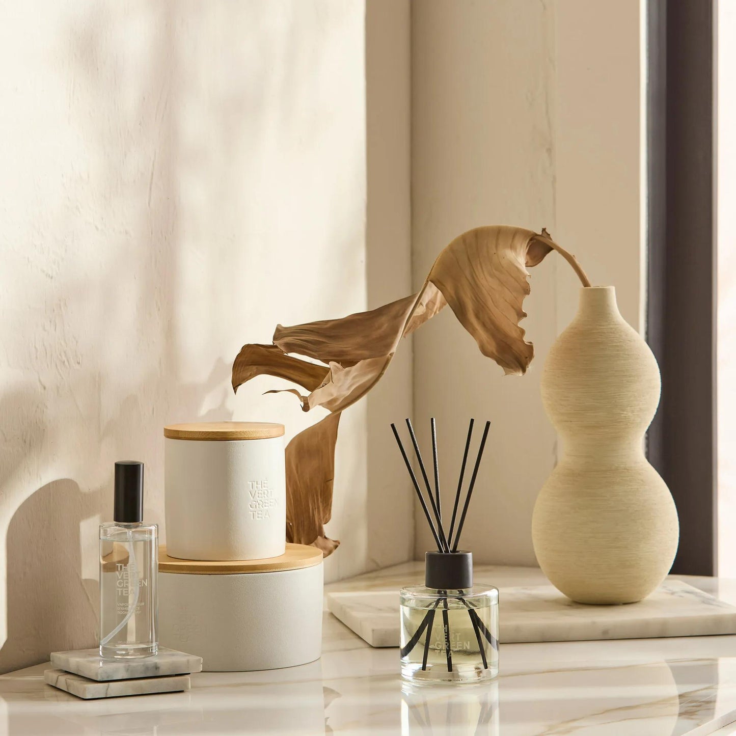 Bouclair Green Tea Candle with Wooden Lid