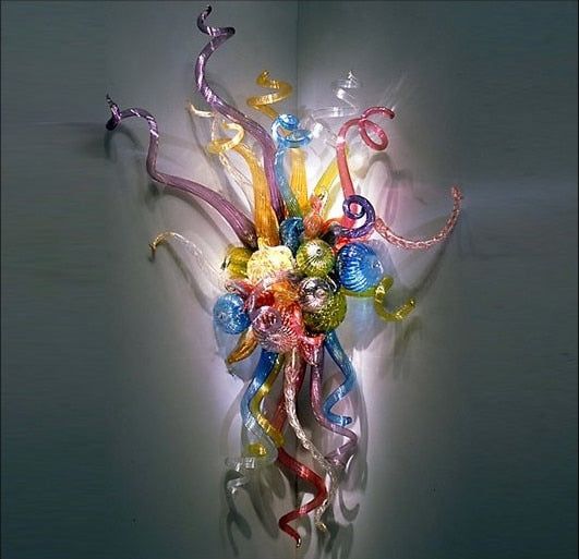 Hand Blown Glass Modern Led 3W Blue Wall Light For Bedroom