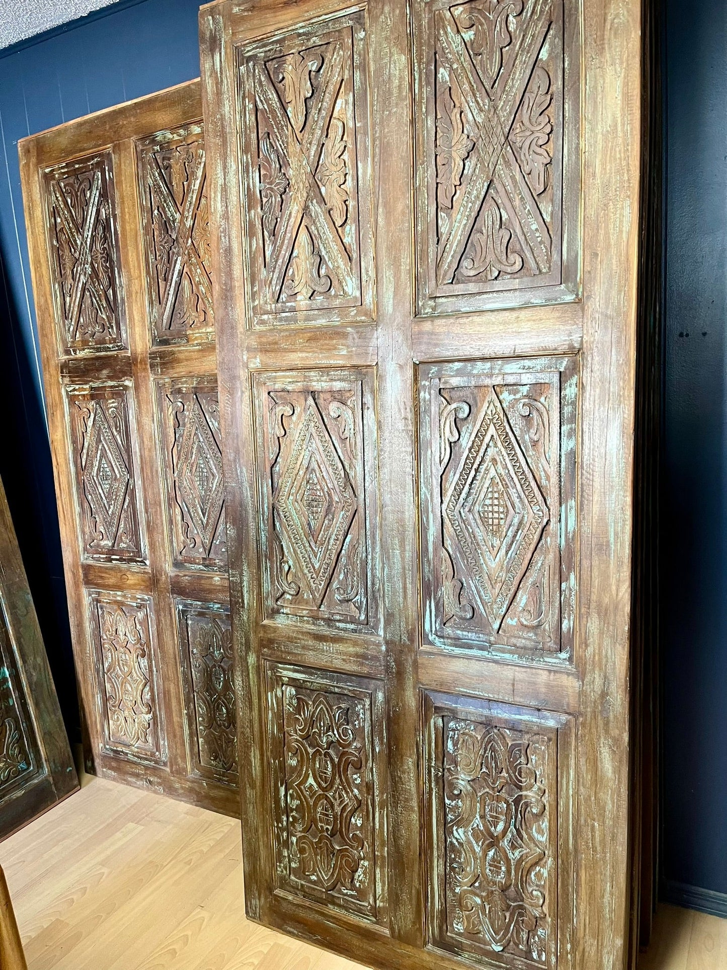 Vintage Carved Door Reclaimed Wood Farmhouse Barn Door 84x36